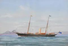 One entering the by De Simone, gouache, sold Apr 2024