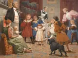 Christmas Party by Horace van Ruith, watercolour, sold Apr 2024