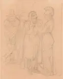 Britannia and two male figures by John Tenniel, pencil, sold Apr 2024