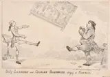 Billy Lackbeard and Charley Blackbeard playing at Football by Thomas Rowlandson, etching, sold Apr 2024