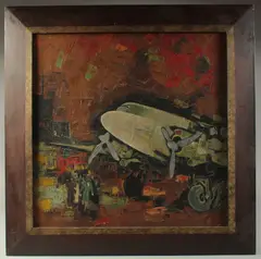 IRAQ, ABSTRACT COMPOSITION OF A PLANE , oil on canvass, signed, by Dia Azzawi, oil on canvas, offered Apr 2024