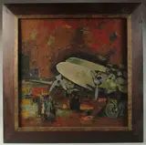 IRAQ, ABSTRACT COMPOSITION OF A PLANE , oil on canvass, signed, by Dia Azzawi, oil on canvas, offered Apr 2024