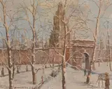 Washington Sq, N.Y. by Ragnar Olson, oil on canvas, offered Mar 2024