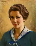 Austrian, a head and shoulders portrait of an elegant young woman by Karl Felkel, oil on canvas, offered Mar 2024