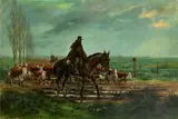 Drovers and Cattle in a Storm' mixed media by José Luis Salinas, mixed media, sold Mar 2024