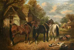 Horses by John Frederick Herring Junior, oil on canvas, sold Mar 2024