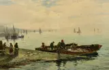 Scottish, fishermen coming ashore in Greenock by John Chalmers, oil on canvas, sold Mar 2024
