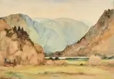A lake in a mountainous valley by Henri Harpignies, pencil and watercolour, sold Mar 2024