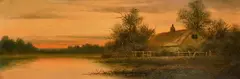 Sunset nr Hurley by George Cole, oil on board, sold Feb 2024