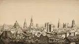 The Spires of Oxford by Graham Clilverd, etching, sold Feb 2024
