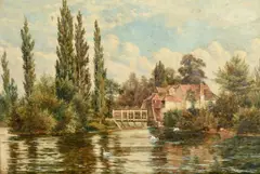 Iffley Mill, On Thames by Theodore Hines, oil on canvas, sold Jan 2024