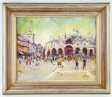 oil on board - St Mark's Basilica, Venice, signed, 39.5 x 49.5cms by Matt Bruce, oil on board, sold Mar 2022