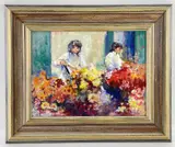 oil on board - Florists, signed, 29 x 39cms by Matt Bruce, oil on board, offered Mar 2022