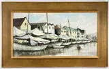 oil on board - Quayside Market, Curacao, signed, 38 x 73cms by Maureen Phipps, oil on board, offered Mar 2022