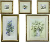 watercolour - still life of wild roses in a blue vase, 17 x 17cm; together with a by Derek Brown, watercolour, sold Mar 2022