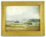 Penarth haed in the distance by J. Bourne, oil on board, offered Feb 2022