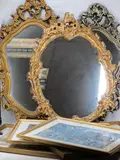 70 x 44cms approximately, two watercolour paintings and two framed by Gilt Framed Wall Mirrors, watercolour, sold Jan 2022