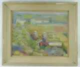 Untitled by Tommasso Macera, 1958, oil on board, sold Dec 2021