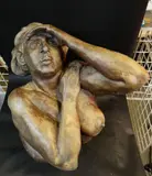 Patinated hollow bronze sculpture - entitled 'A Woman Searching by Ed Povey limited edition, bronze, offered Nov 2021