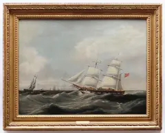 In rough seas flying x by Joseph Heard, oil on canvas, sold Nov 2021