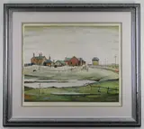 Offset lithograph - Landscape with Farm by L. S. Lowry, lithograph, sold Nov 2021