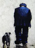 Print - figure walking with dog by Stephen John Owen limited edition, print, sold Nov 2021