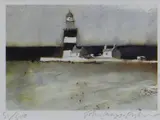 Print - lighthouse and buildings by John Knapp-Fisher limited edition, print, sold Nov 2021