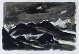 Print - stormy mountain landscape by Kyffin Williams Ra limited edition, print, sold Nov 2021