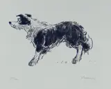 Print - alert sheep dog by Kyffin Williams Ra limited edition, print, sold Nov 2021