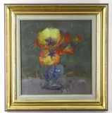 N.E.A.C.(b. 1930) oil on board - Still life of Tulips in a vase, 29 x 28cms by Frederick Cuming R.a., oil on board, sold Oct 2021