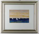 R.W., R.S.I. (Scottish, 1936-2015) pastel on board - Dawn Start, racing dinghies by Jack Knox, pastel on board, sold Oct 2021