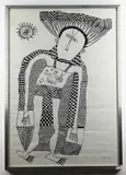 O.B.E. (Papua New Guinea, 1944-2003) screenprint (a/p) - Untitled, a pregnant maiden by Mathias Kauage, screenprint, sold Oct 2021