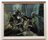 Entwood' abstract composition of gnarled tree stump, 48.5 x 59cms by Sheila Gertrude Mackie, oil, sold Aug 2021