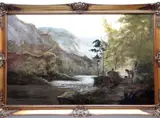 A traveller resting by a river whilst his by Ronald Horsewell, oil on canvas, sold Aug 2021
