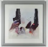 Body colour on Fabriano paper - semi-abstract view of ancient stone burial by Michael Sheppard, 2010, oil, sold Aug 2021