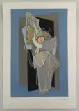 Colour lithograph - still life with bottles by Henri Clément-Serveau, 1963, lithograph, sold Aug 2021
