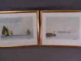 Brown Sails, Conwy' and 'Hazy Day, Conwy by Charles Bell limited edition, pencil, offered Aug 2021