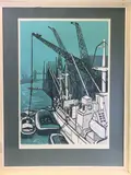 Print - River Thames from London Bridge by Leonard Renton coloured limited edition, 1976, print, sold Aug 2021