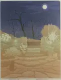 Garden at Night by Bernard Green limited edition, 1986, linocut, offered Jul 2021