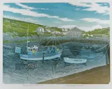 Porthgain Harbour, Pembs by Bernard Green limited edition, 1997, linocut, sold Jul 2021