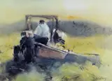Colour print - farmer on tractor by William Selwyn limited edition, print, sold Jul 2021