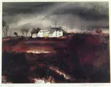 Farmhouse in Landscape by John Knapp-Fisher limited edition, print, sold Jul 2021