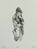 Curwen Chilford print - standing portrait of Sir Kyffin by David Porteus Butler limited edition, print, sold Jul 2021