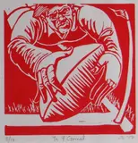 Yn y Gornel by James Donovan limited edition, 2017, linocut, sold Jul 2021