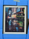 a New York cityscape, signed bottom right, acrylic on canvas, framed, by David Farren, acrylic on canvas, sold Apr 2019