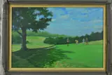 Wentworth 2nd Hole 1950's' Golfers on the green at the famous golf course by Craig Campbell, acrylic on canvas, sold Apr 2019