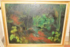 'Fallen Trees at Douk Ghyll', oil on board, signed and dated (19)58 top by Norman Adams, oil on board, sold Apr 2019