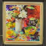 DECORATIONS WITH FLOWERS, a still life study, signed bottom by Peter Graham, watercolor, sold Apr 2019