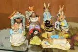 'Peter with Postbag', 'Peter and the Red Pocket by Ten Royal Albert Beatrix Potter Figures, watercolor, sold Apr 2019