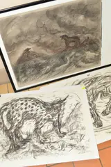 All by Alexis Hunter, charcoal on paper, sold Apr 2019